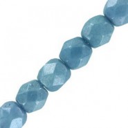 Czech Fire polished faceted glass beads 3mm Chalk white baby blue luster